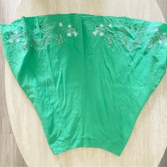 Vintage Green Hand Sewn Apostrophe Mid Skirt - Picture 2 of 3